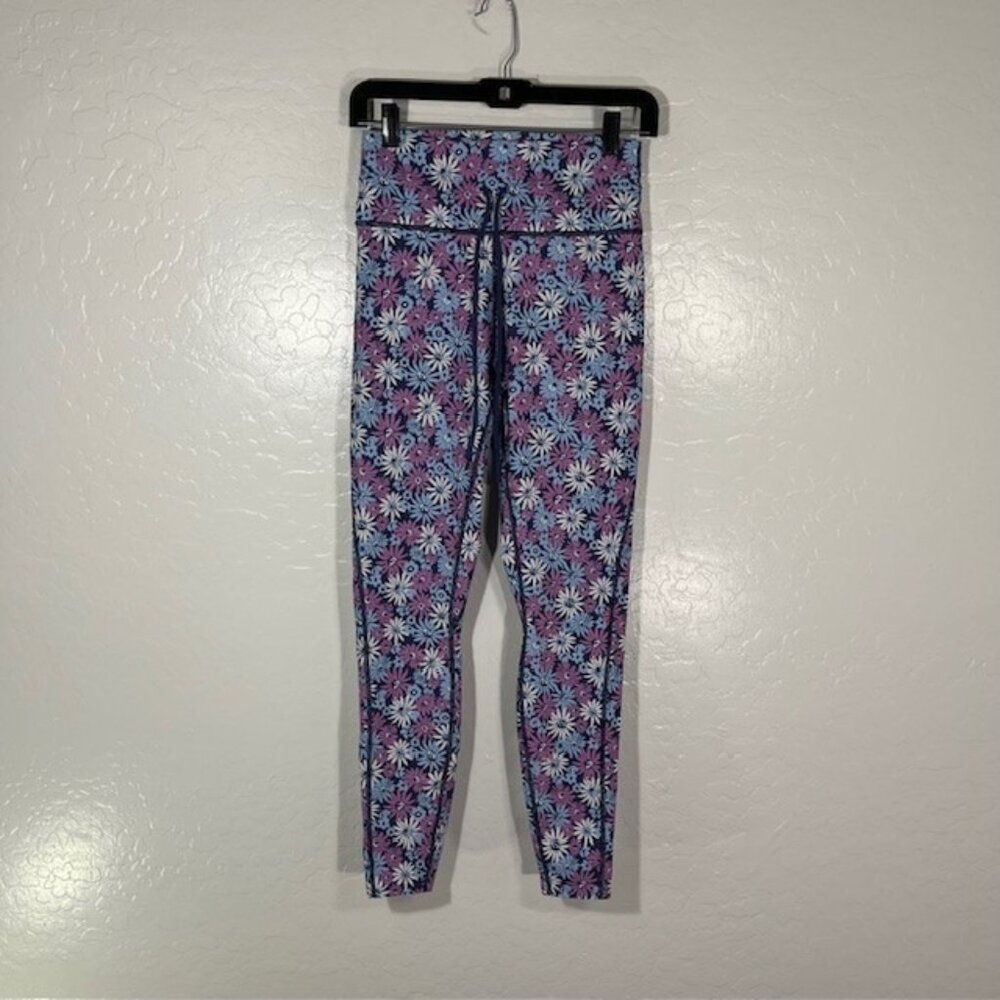 L Space Leggings Womens Medium Pink Blue Floral Compression Gym Workout 27.5"